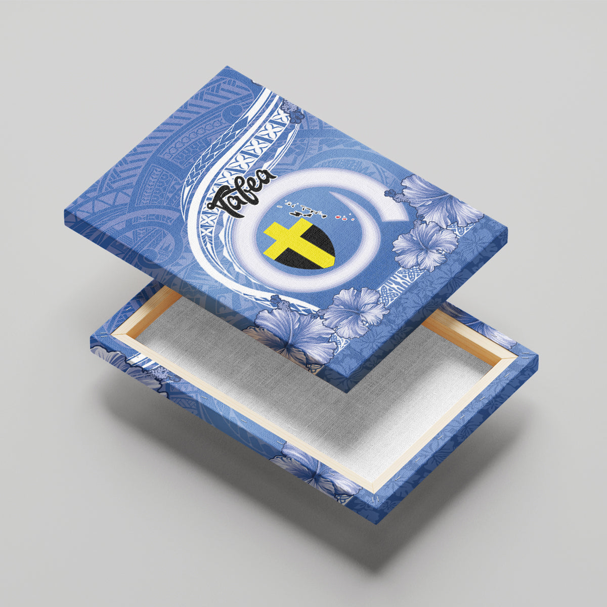 Tafea Vanuatu Canvas Wall Art Hibiscus Sand Drawing with Pacific Pattern