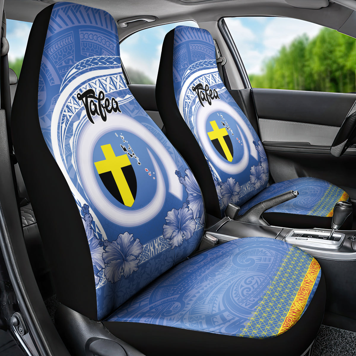 Tafea Vanuatu Car Seat Cover Hibiscus Sand Drawing with Pacific Pattern