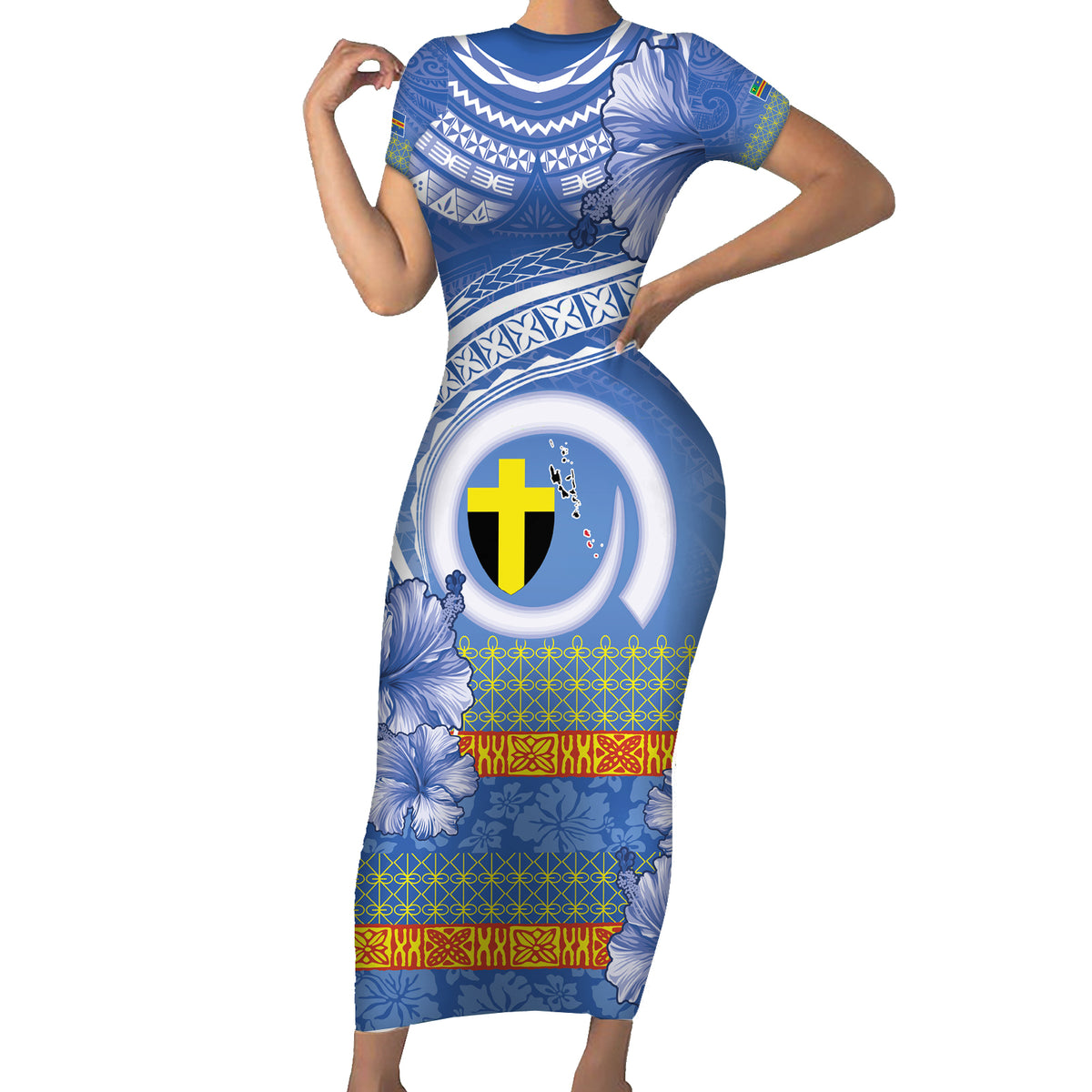 Tafea Vanuatu Family Matching Short Sleeve Bodycon Dress and Hawaiian Shirt Hibiscus Sand Drawing with Pacific Pattern