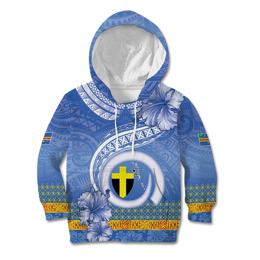Tafea Vanuatu Kid Hoodie Hibiscus Sand Drawing with Pacific Pattern
