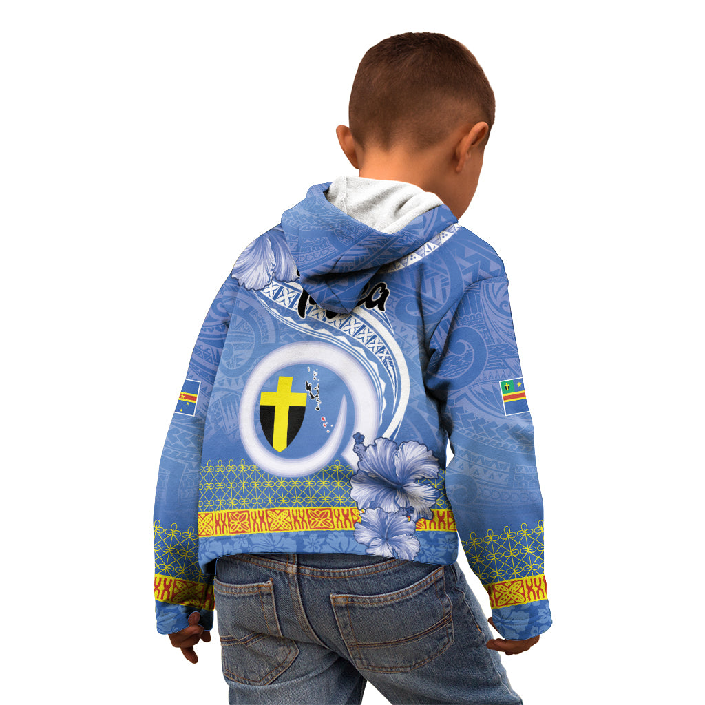 Tafea Vanuatu Kid Hoodie Hibiscus Sand Drawing with Pacific Pattern