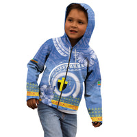 Tafea Vanuatu Kid Hoodie Hibiscus Sand Drawing with Pacific Pattern