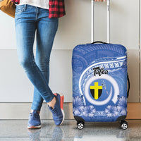 Tafea Vanuatu Luggage Cover Hibiscus Sand Drawing with Pacific Pattern