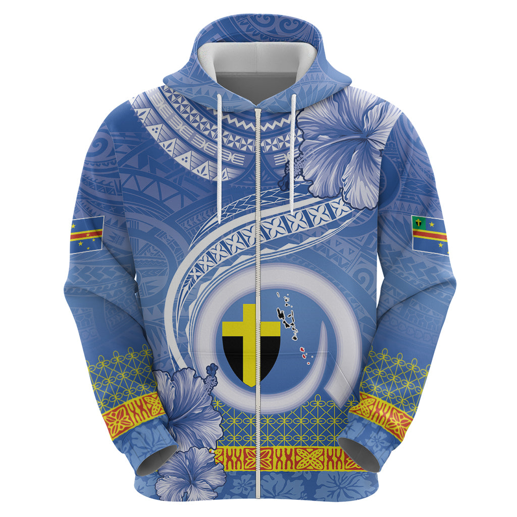 Tafea Vanuatu Zip Hoodie Hibiscus Sand Drawing with Pacific Pattern