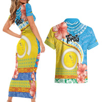 Torba Vanuatu Couples Matching Short Sleeve Bodycon Dress and Hawaiian Shirt Hibiscus Sand Drawing with Pacific Pattern LT9 - Polynesian Pride