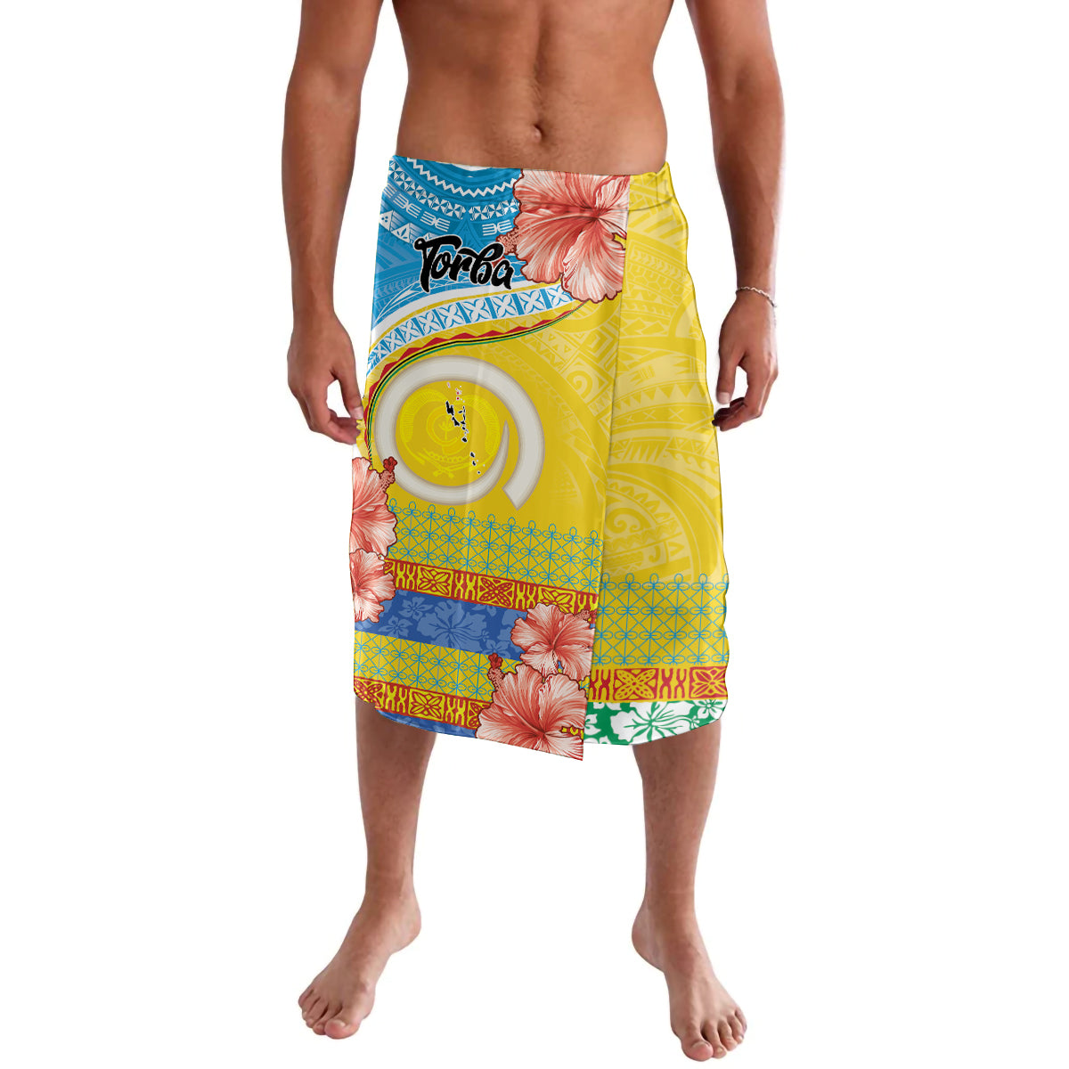 Torba Vanuatu Lavalava Hibiscus Sand Drawing with Pacific Pattern