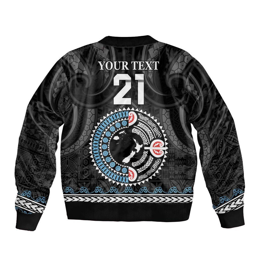 Custom Fiji and New Zealand Bomber Jacket Maori Fern Mix Tapa Tribal Unique LT9 - Polynesian Pride