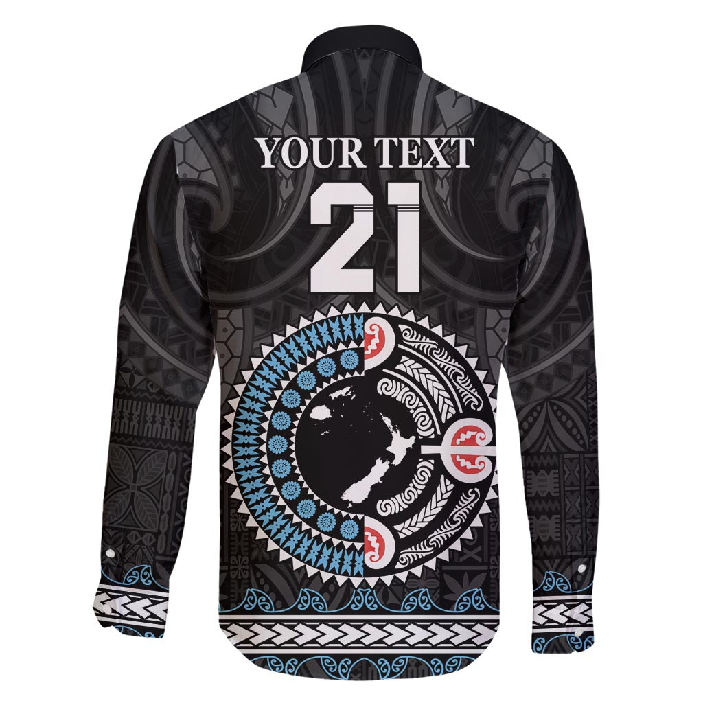 Custom Fiji and New Zealand Family Matching Off Shoulder Short Dress and Hawaiian Shirt Maori Fern Mix Tapa Tribal Unique