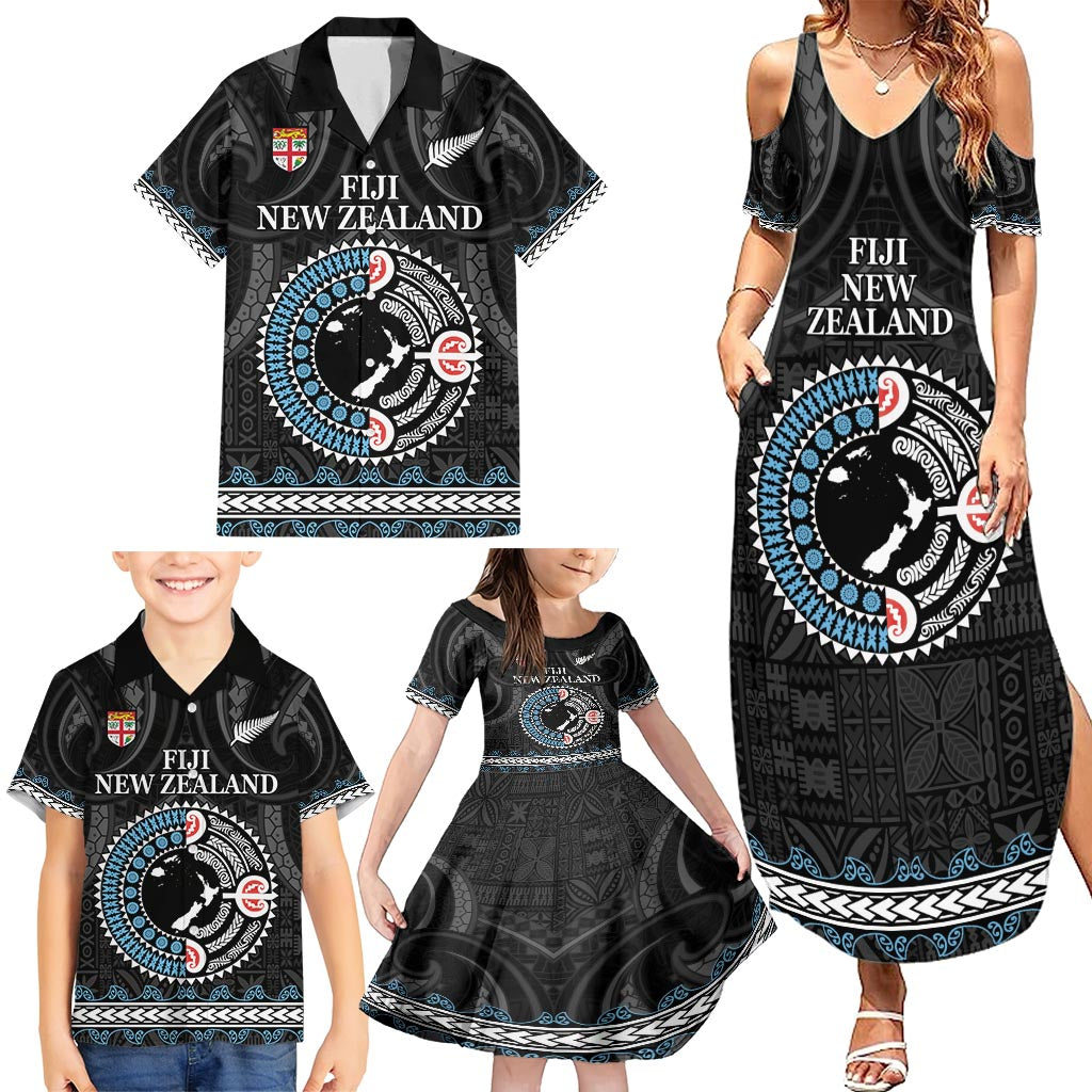Custom Fiji and New Zealand Family Matching Summer Maxi Dress and Hawaiian Shirt Maori Fern Mix Tapa Tribal Unique LT9 - Polynesian Pride