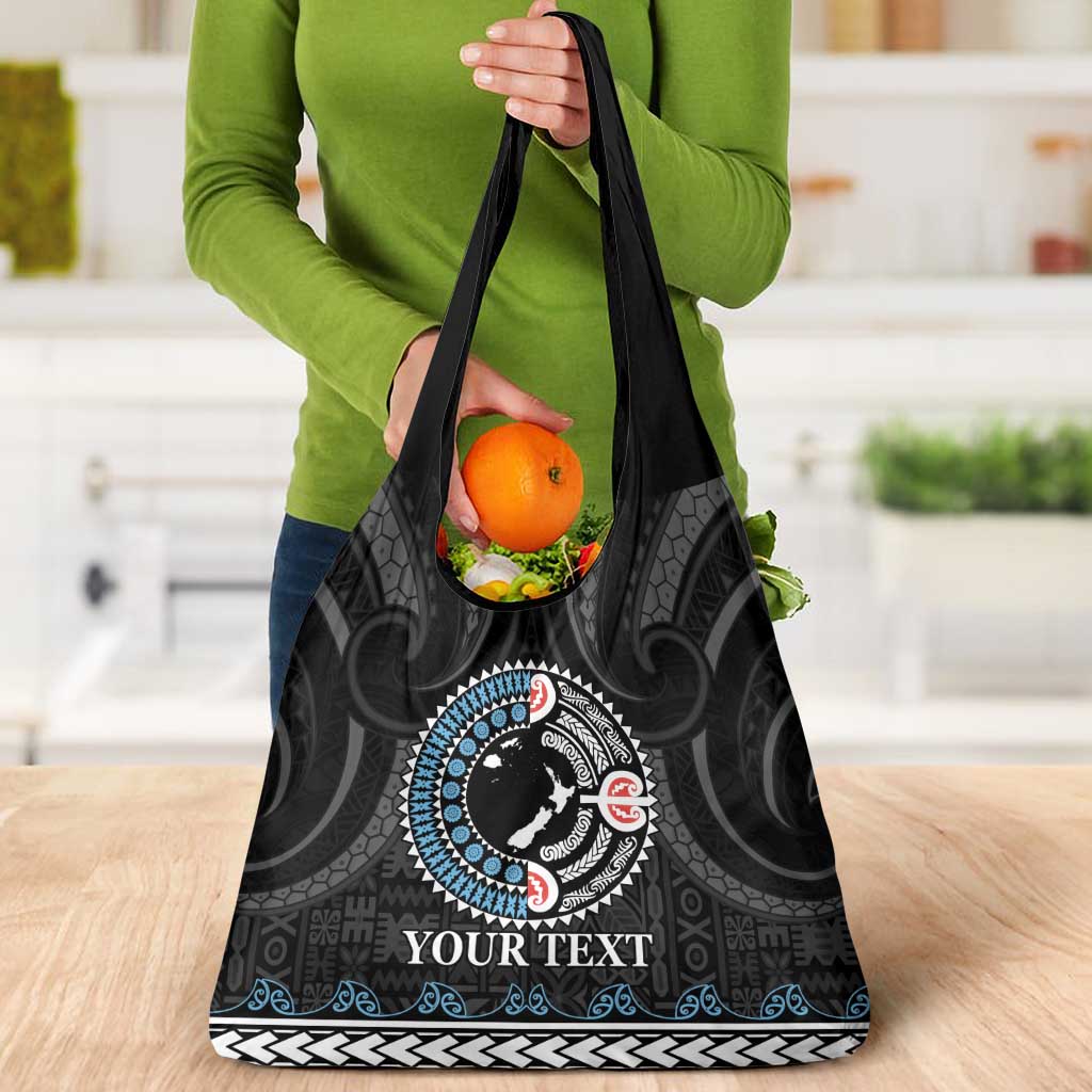 Custom Fiji and New Zealand Grocery Bag Maori Fern Mix Tapa Tribal Unique