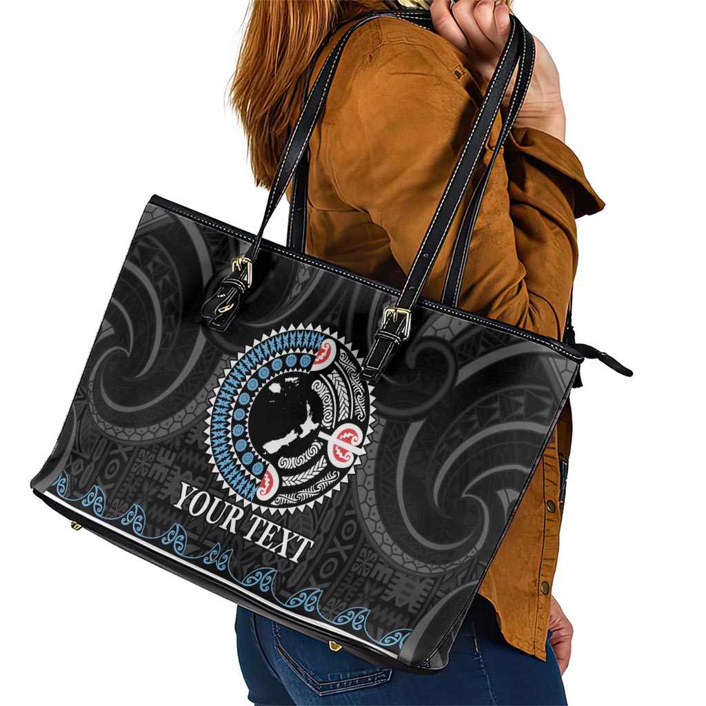 Custom Fiji and New Zealand Leather Tote Bag Maori Fern Mix Tapa Tribal Unique LT9 - Polynesian Pride