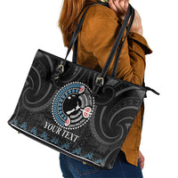 Custom Fiji and New Zealand Leather Tote Bag Maori Fern Mix Tapa Tribal Unique LT9 - Polynesian Pride
