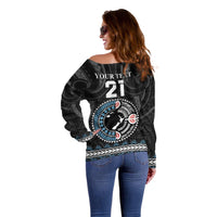 Custom Fiji and New Zealand Off Shoulder Sweater Maori Fern Mix Tapa Tribal Unique LT9 - Polynesian Pride