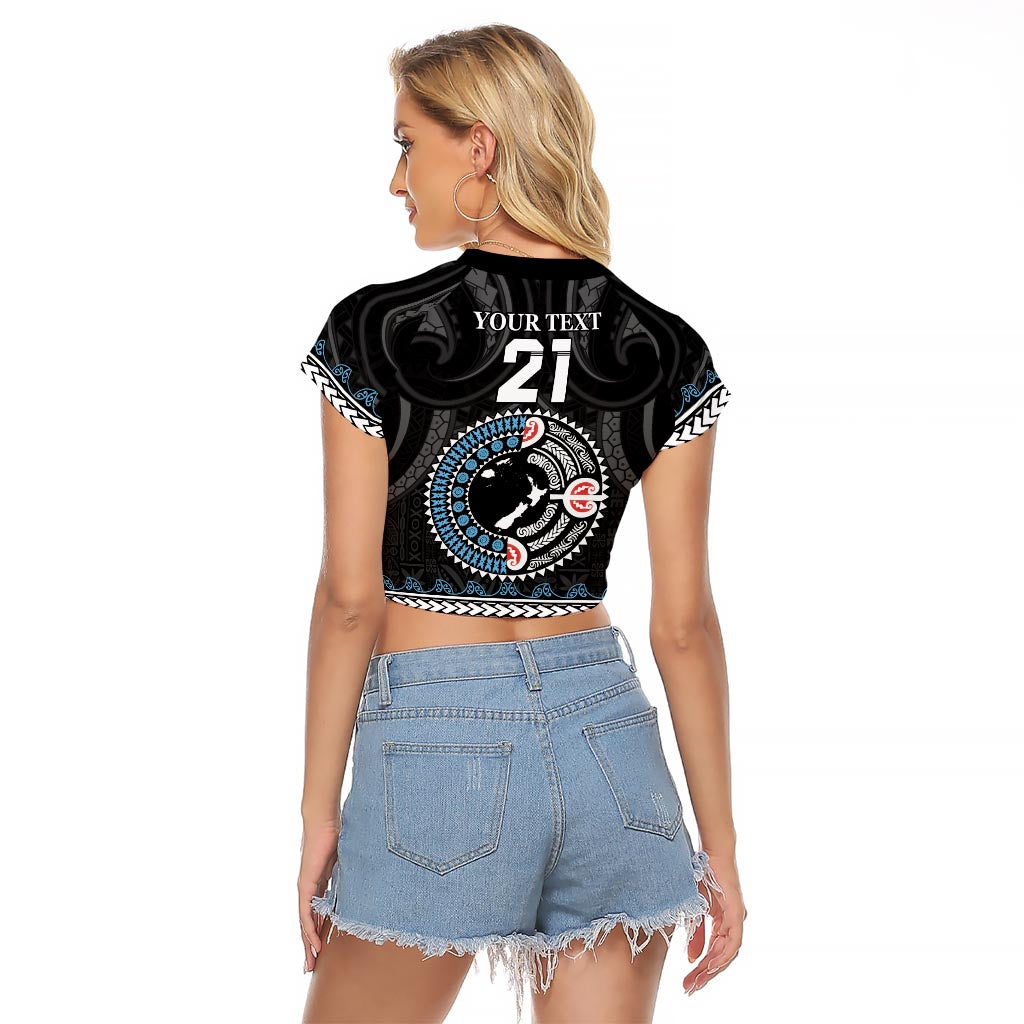 Custom Fiji and New Zealand Raglan Cropped T Shirt Maori Fern Mix Tapa Tribal Unique LT9 - Polynesian Pride