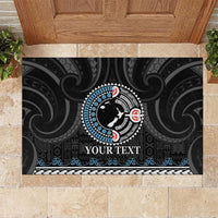 Custom Fiji and New Zealand Rubber Doormat Maori Fern Mix Tapa Tribal Unique LT9 Black - Polynesian Pride
