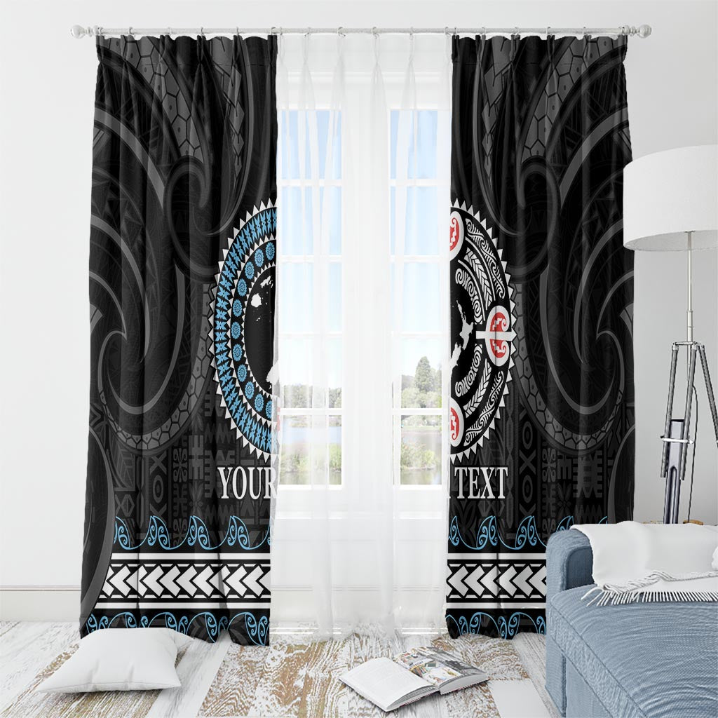 Custom Fiji and New Zealand Window Curtain Maori Fern Mix Tapa Tribal Unique