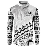 Custom Fiji Rugby Cibi Dance Button Sweatshirt Create History World Cup Sevens LT9 White - Polynesian Pride