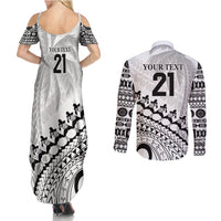 Custom Fiji Rugby Cibi Dance Couples Matching Summer Maxi Dress and Long Sleeve Button Shirt Create History World Cup Sevens