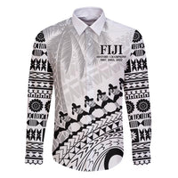 Custom Fiji Rugby Cibi Dance Family Matching Long Sleeve Bodycon Dress and Hawaiian Shirt Create History World Cup Sevens LT9 Dad's Shirt - Long Sleeve White - Polynesian Pride