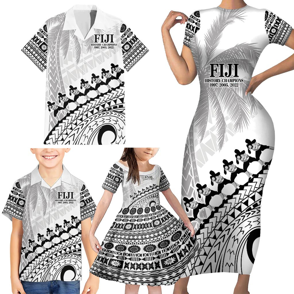 Custom Fiji Rugby Cibi Dance Family Matching Short Sleeve Bodycon Dress and Hawaiian Shirt Create History World Cup Sevens LT9 - Polynesian Pride