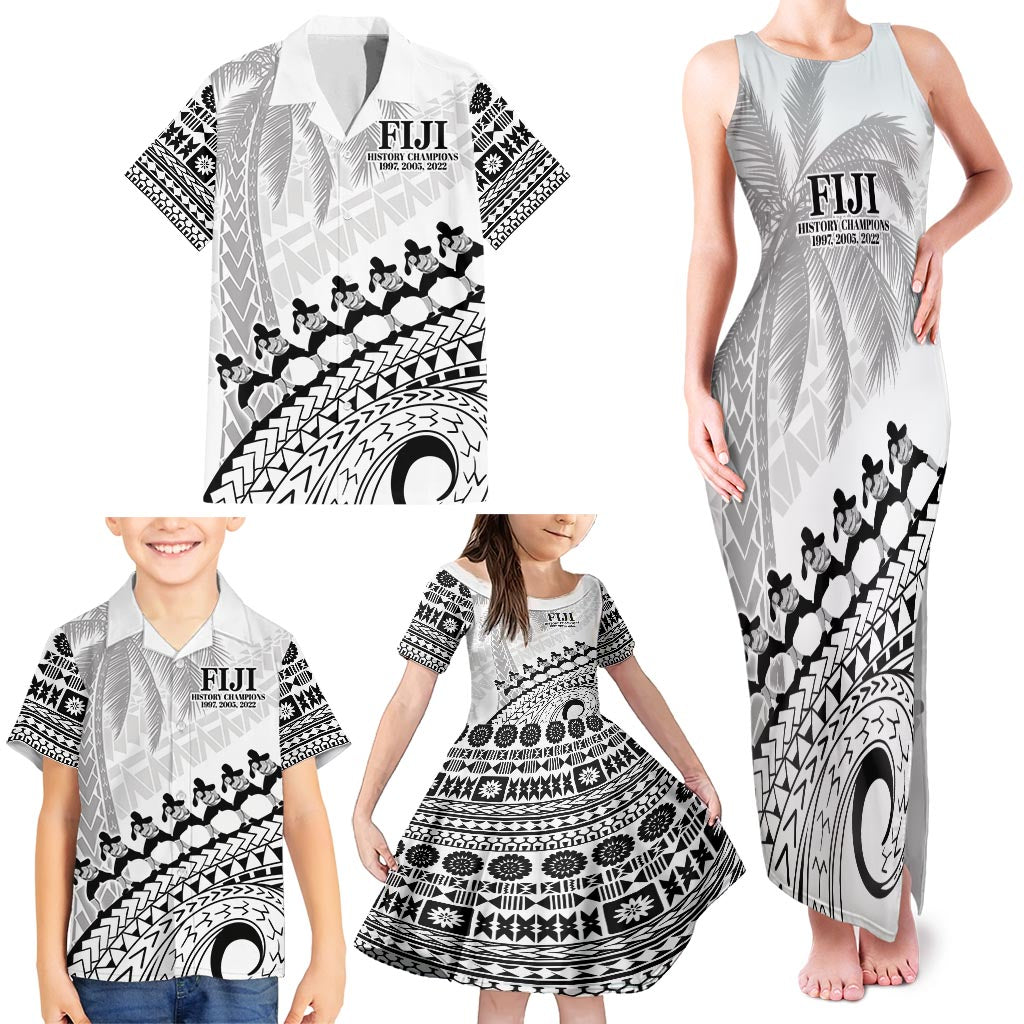 Custom Fiji Rugby Cibi Dance Family Matching Tank Maxi Dress and Hawaiian Shirt Create History World Cup Sevens