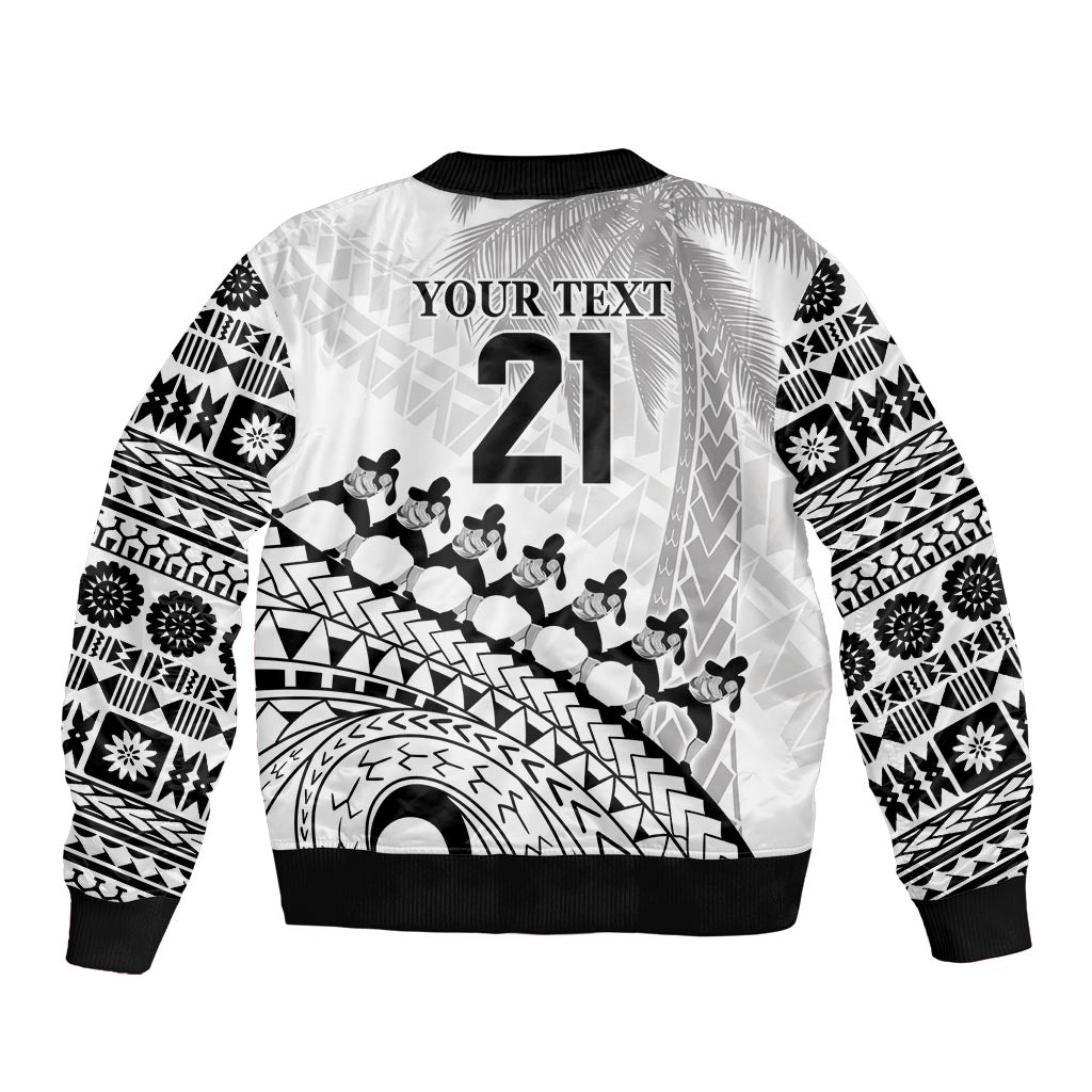Custom Fiji Rugby Cibi Dance Sleeve Zip Bomber Jacket Create History World Cup Sevens LT9 - Polynesian Pride