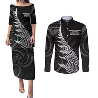 New Zealand Black Fern 7s Couples Matching Puletasi and Long Sleeve Button Shirt History World Cup Sevens