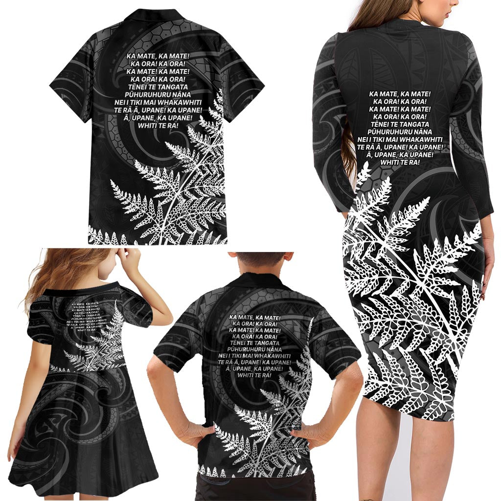 New Zealand Black Fern 7s Family Matching Long Sleeve Bodycon Dress and Hawaiian Shirt History World Cup Sevens LT9 - Polynesian Pride