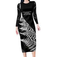 New Zealand Black Fern 7s Family Matching Long Sleeve Bodycon Dress and Hawaiian Shirt History World Cup Sevens LT9 Mom's Dress Black - Polynesian Pride