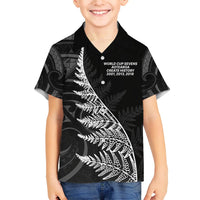 New Zealand Black Fern 7s Family Matching Long Sleeve Bodycon Dress and Hawaiian Shirt History World Cup Sevens LT9 Son's Shirt Black - Polynesian Pride