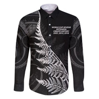 New Zealand Black Fern 7s Family Matching Puletasi and Hawaiian Shirt History World Cup Sevens LT9 Dad's Shirt - Long Sleeve Black - Polynesian Pride
