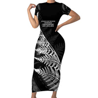 New Zealand Black Fern 7s Short Sleeve Bodycon Dress History World Cup Sevens LT9 Long Dress Black - Polynesian Pride