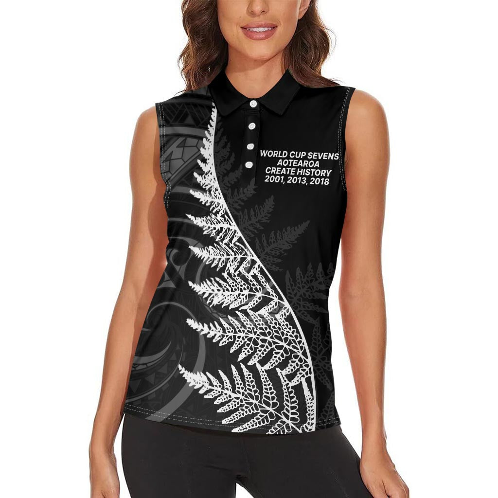 New Zealand Black Fern 7s Women Sleeveless Polo Shirt History World Cup Sevens
