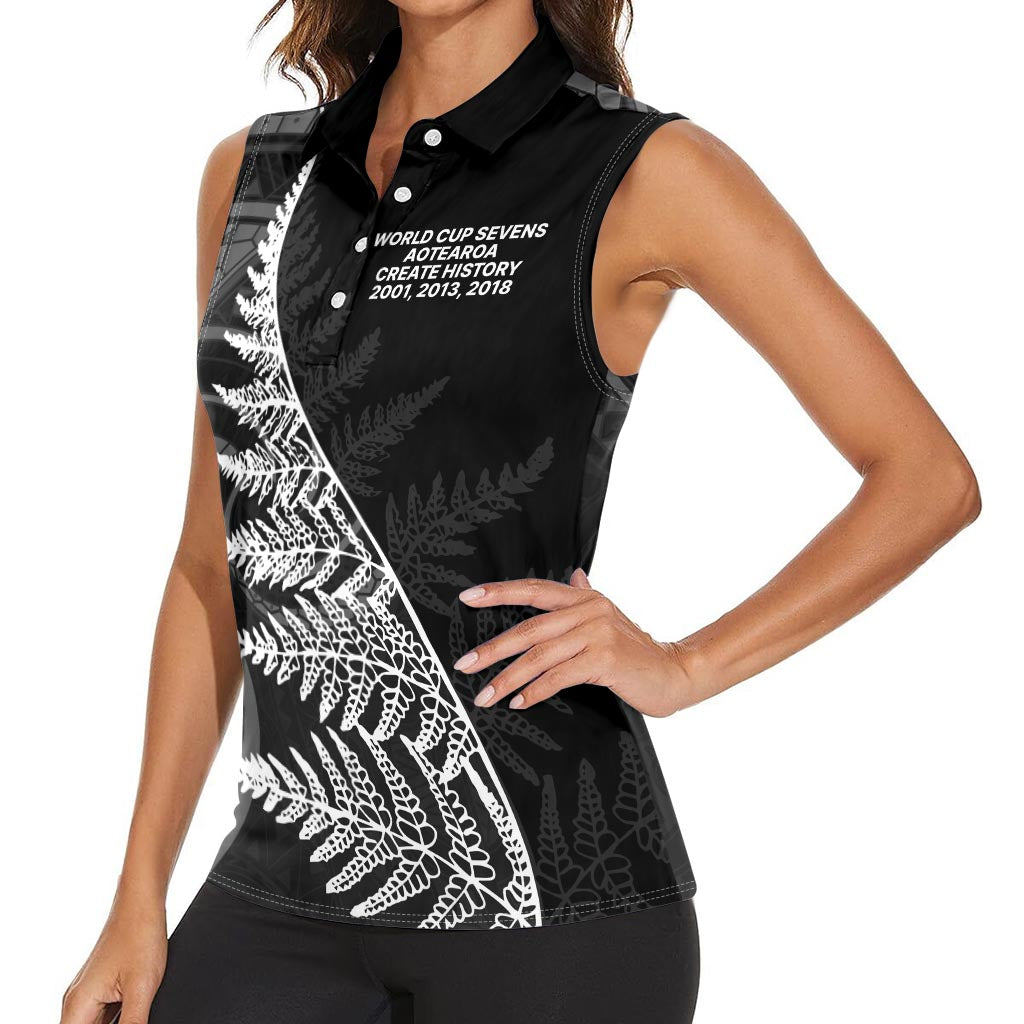 New Zealand Black Fern 7s Women Sleeveless Polo Shirt History World Cup Sevens