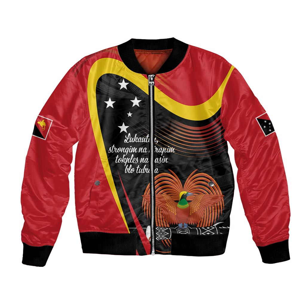 Personalised Papua Niugini Tok Pisin Wik Bomber Jacket LT9 Unisex Red - Polynesian Pride
