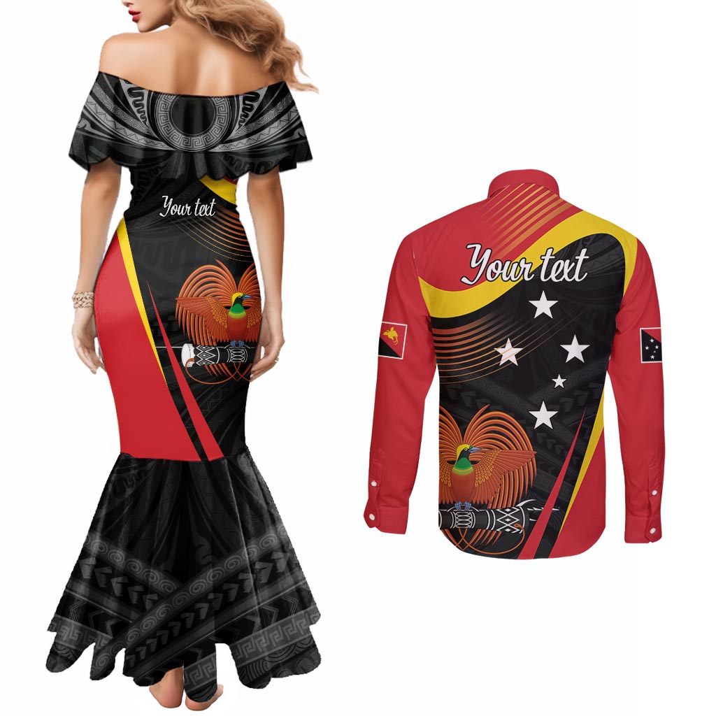 Personalised Papua Niugini Tok Pisin Wik Couples Matching Mermaid Dress and Long Sleeve Button Shirt LT9 - Polynesian Pride