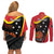 Personalised Papua Niugini Tok Pisin Wik Couples Matching Off Shoulder Short Dress and Long Sleeve Button Shirt