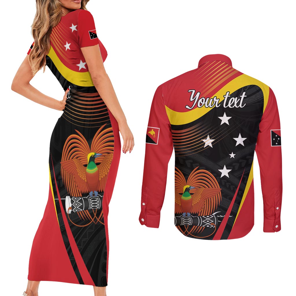 Personalised Papua Niugini Tok Pisin Wik Couples Matching Short Sleeve Bodycon Dress and Long Sleeve Button Shirt