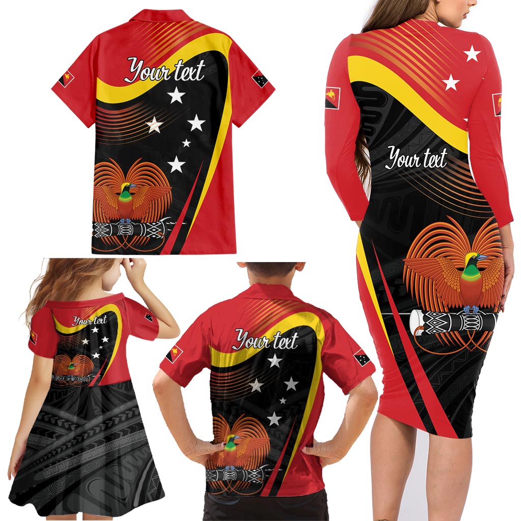 Personalised Papua Niugini Tok Pisin Wik Family Matching Long Sleeve Bodycon Dress and Hawaiian Shirt