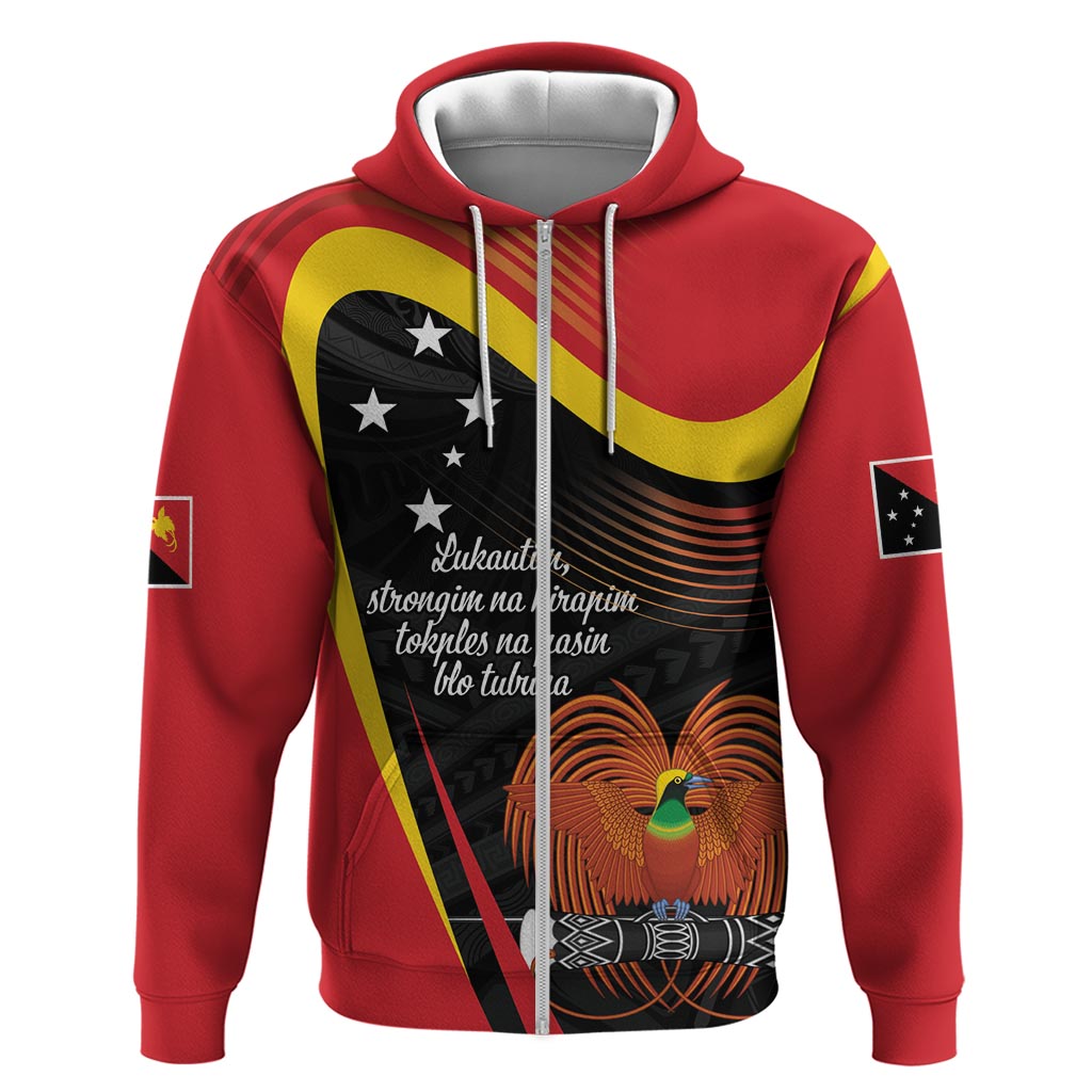 Personalised Papua Niugini Tok Pisin Wik Zip Hoodie LT9 Zip Hoodie Red - Polynesian Pride
