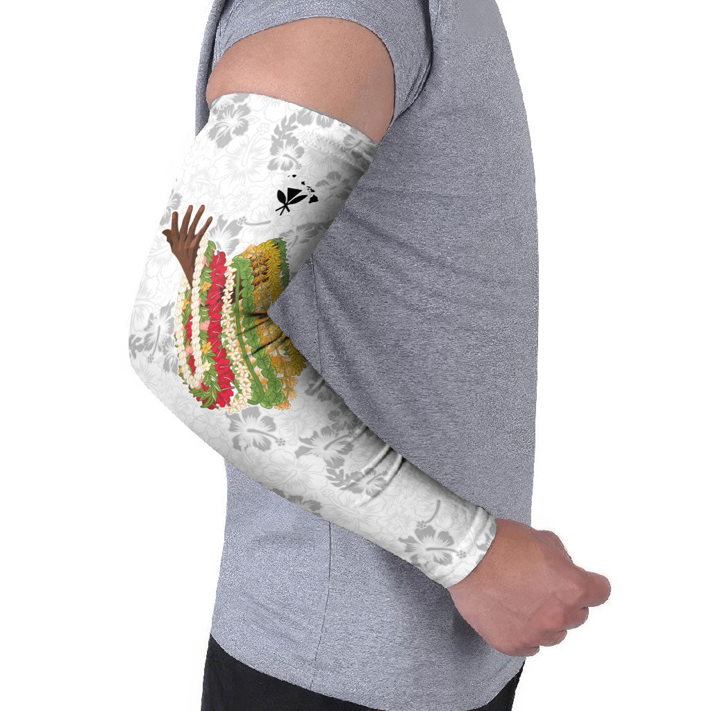 Hawaii Lei Kamehameha Arm Sleeves Ke'oke'o Seamless Pattern Hibiscus Flower