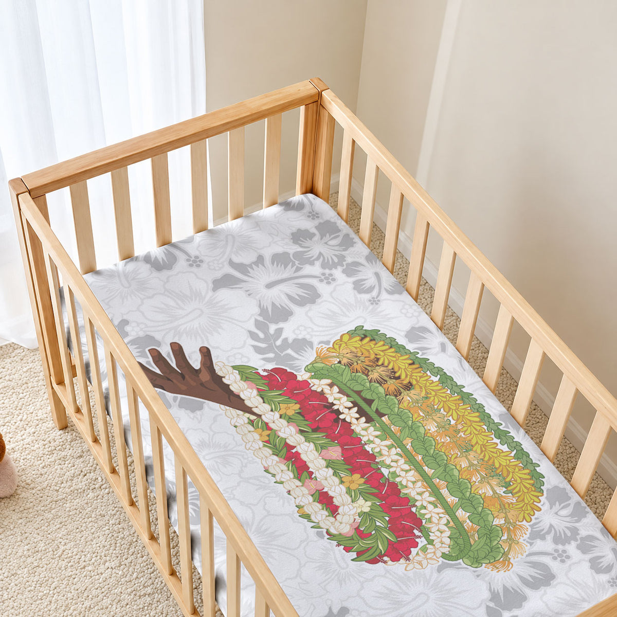 Hawaii Lei Kamehameha Baby Bed Cover Ke'oke'o Seamless Pattern Hibiscus Flower LT9 - Polynesian Pride