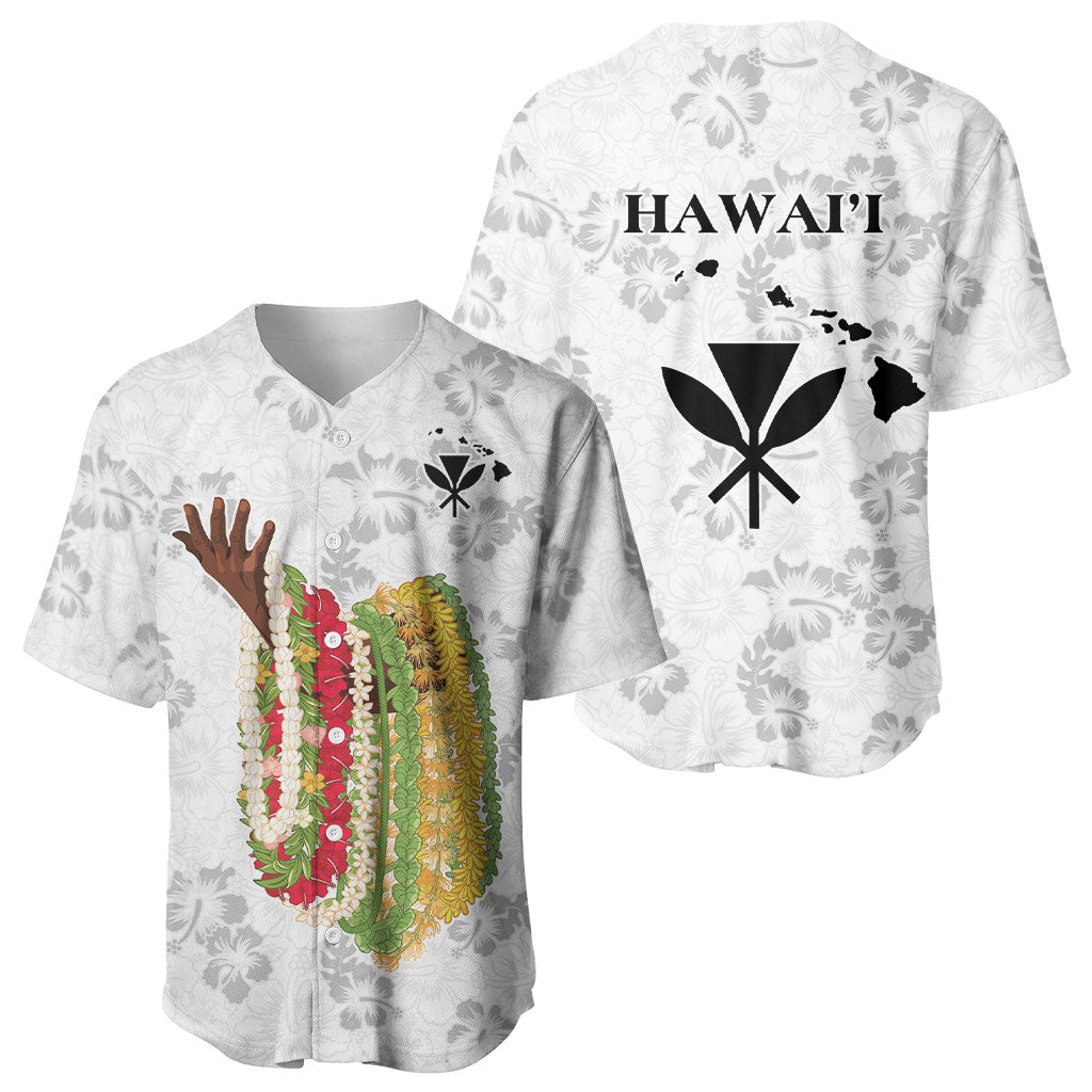 Hawaii Lei Kamehameha Baseball Jersey Ke'oke'o Seamless Pattern Hibiscus Flower