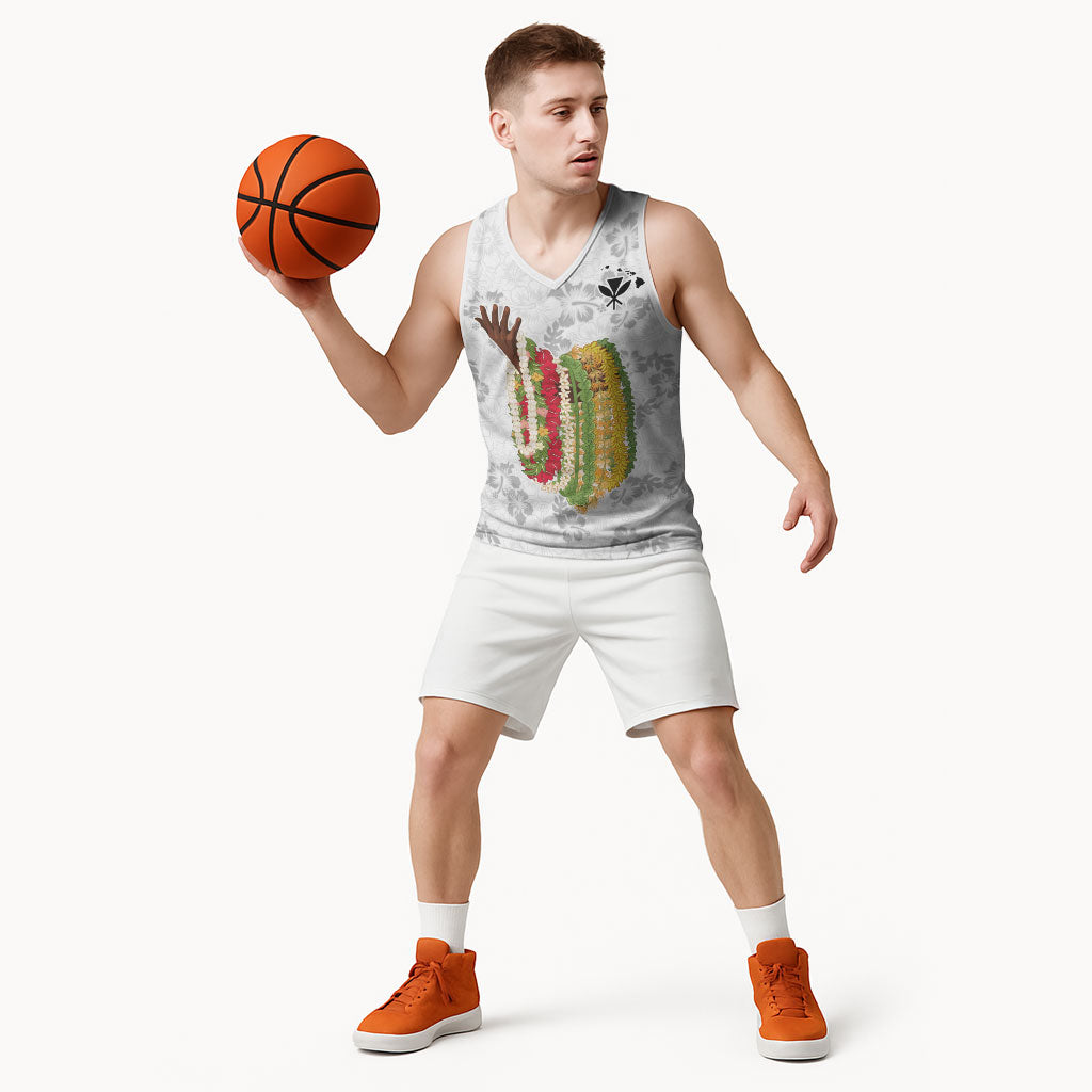 Hawaii Lei Kamehameha Basketball Jersey Ke'oke'o Seamless Pattern Hibiscus Flower
