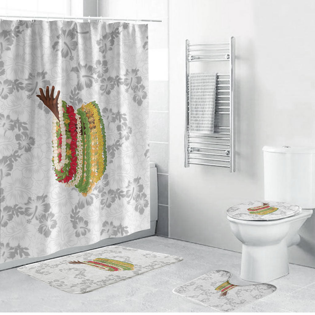 Hawaii Lei Kamehameha Bathroom Set Ke'oke'o Seamless Pattern Hibiscus Flower