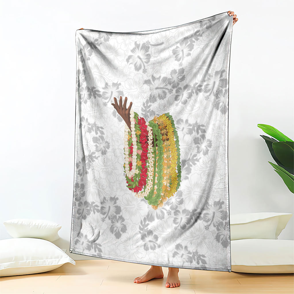 Hawaii Lei Kamehameha Blanket Ke'oke'o Seamless Pattern Hibiscus Flower LT9 - Polynesian Pride