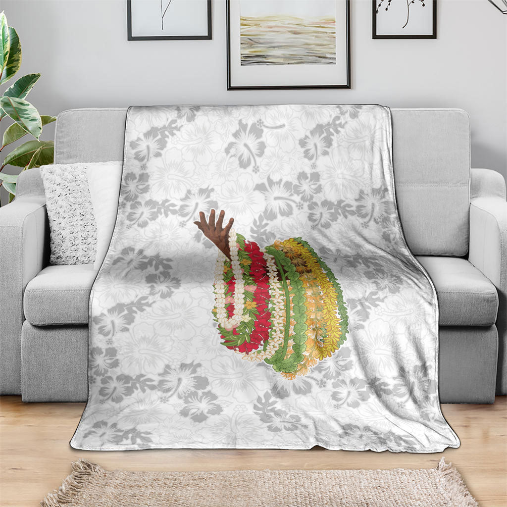 Hawaii Lei Kamehameha Blanket Ke'oke'o Seamless Pattern Hibiscus Flower LT9 - Polynesian Pride