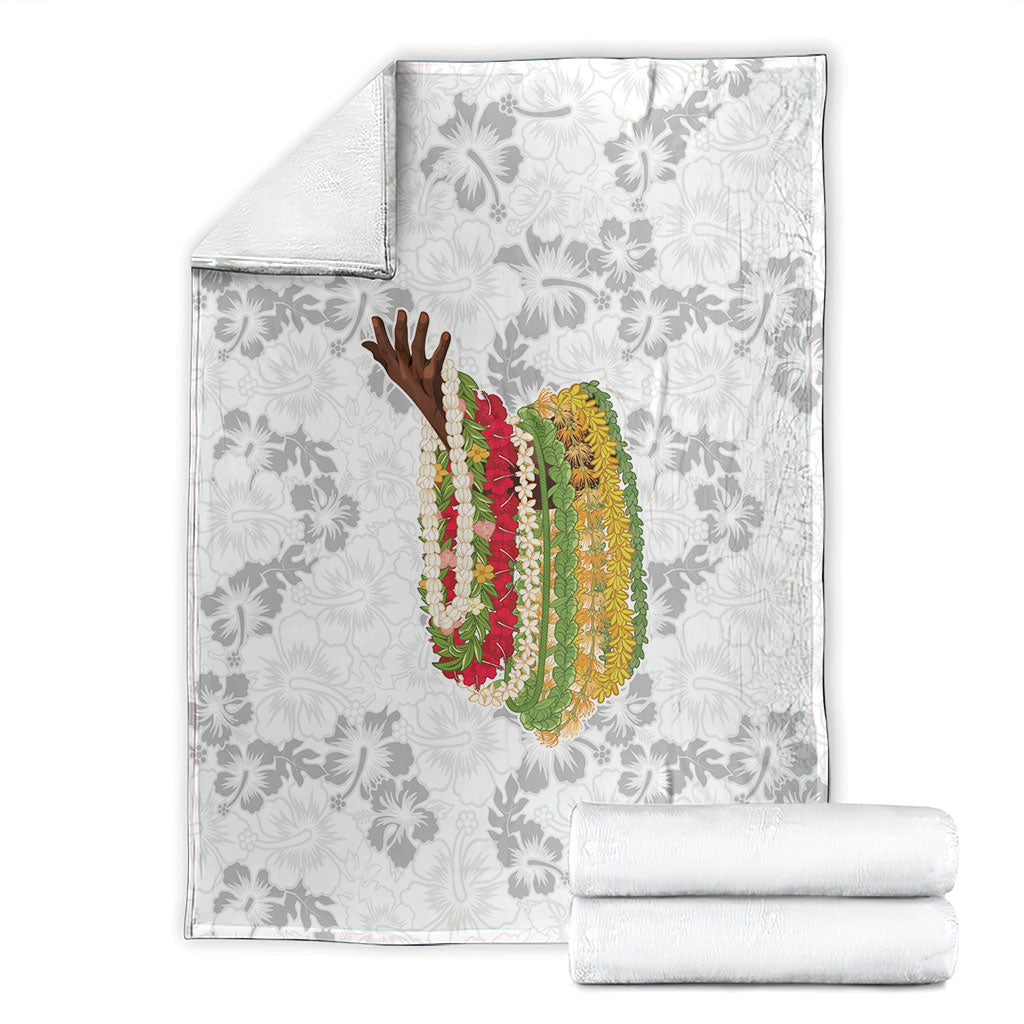 Hawaii Lei Kamehameha Blanket Ke'oke'o Seamless Pattern Hibiscus Flower LT9 - Polynesian Pride