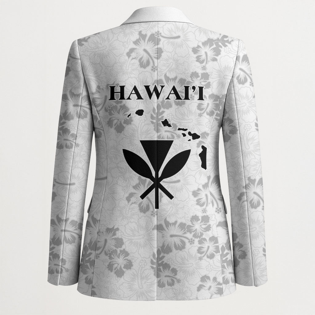 Hawaii Lei Kamehameha Blazer Ke'oke'o Seamless Pattern Hibiscus Flower LT9 - Polynesian Pride