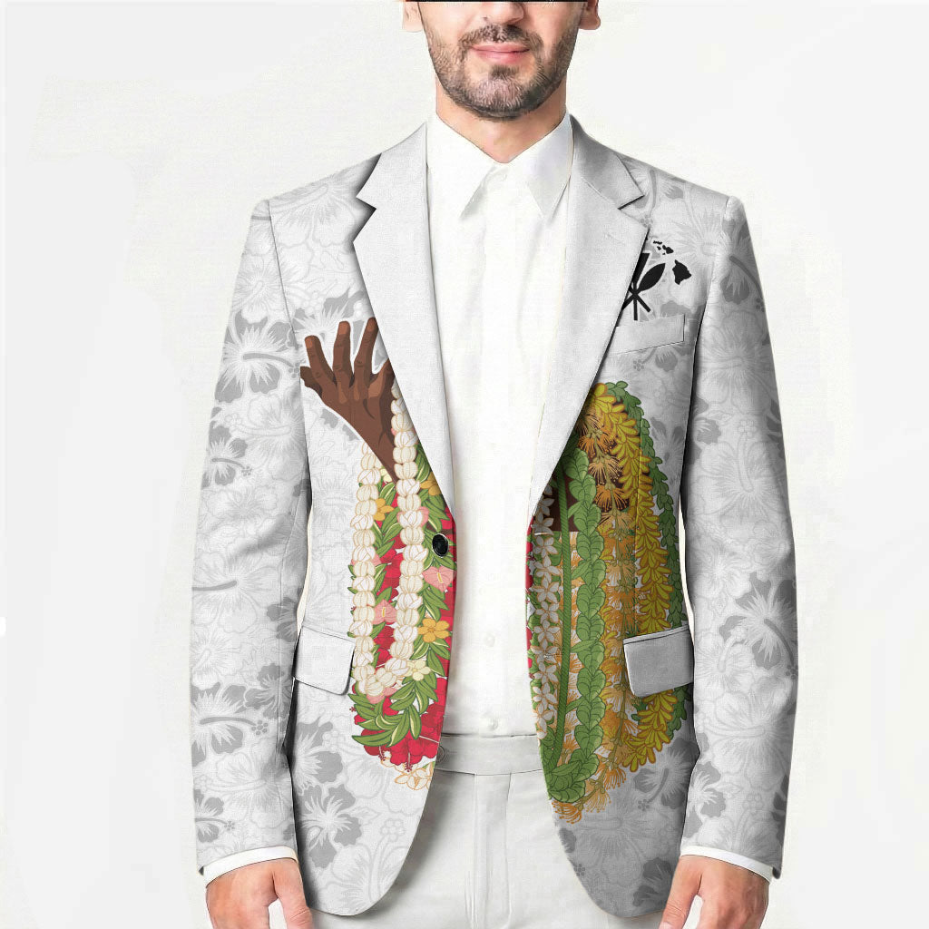 Hawaii Lei Kamehameha Blazer Ke'oke'o Seamless Pattern Hibiscus Flower LT9 - Polynesian Pride